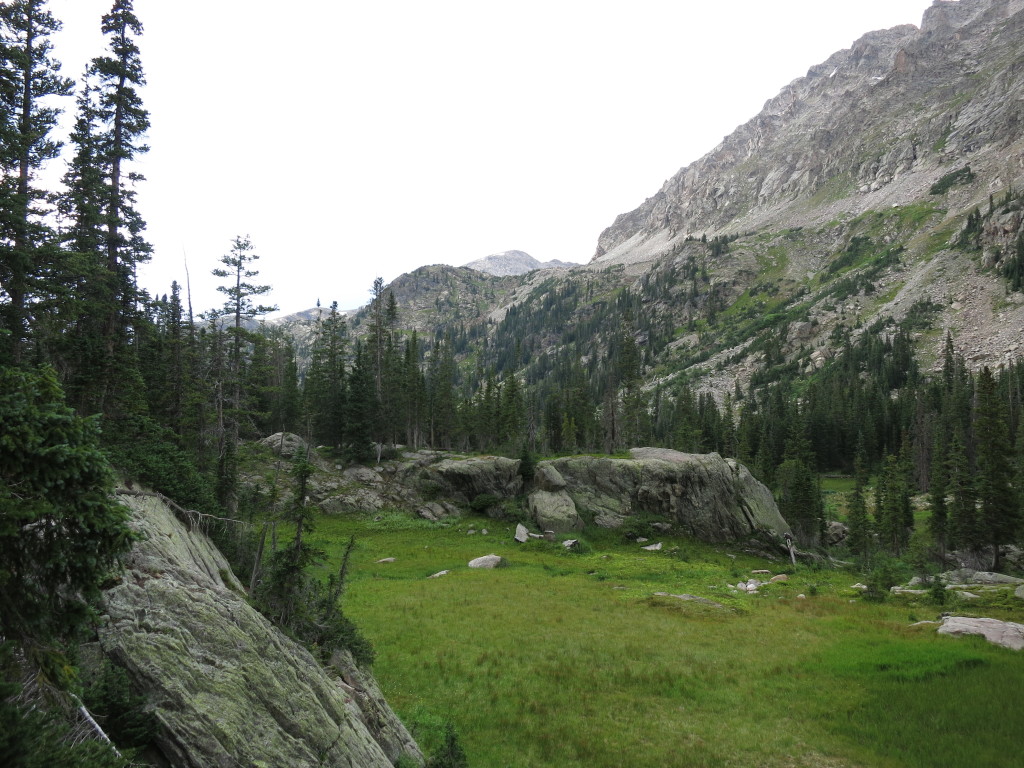 This shot shows the big rock mounds that mark the basin